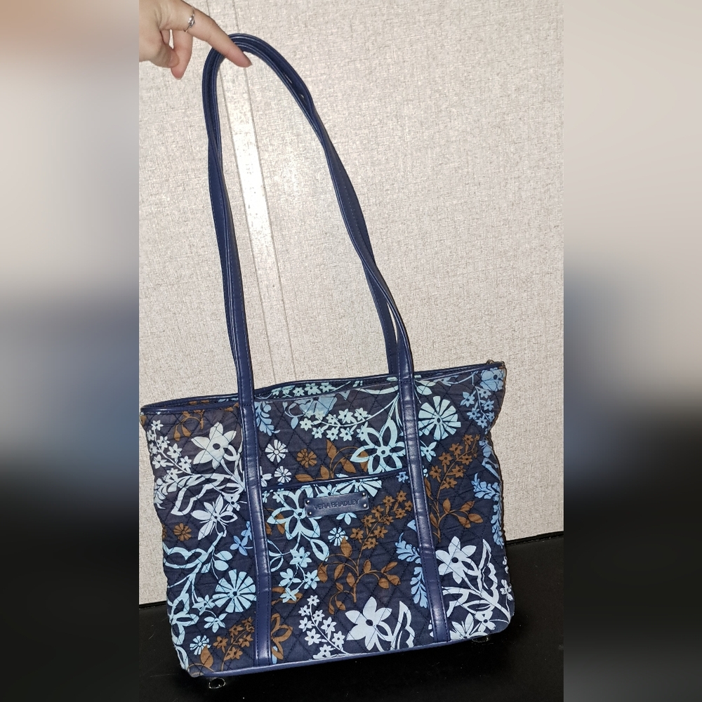 Vera Bradley Floral Blue and Brown Tote Bag